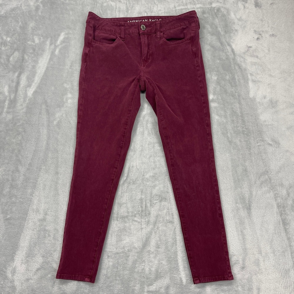 American Eagle Outfitters Jegging‎ Jeans Womens 6 Burgundy Stretch Skinny Leg